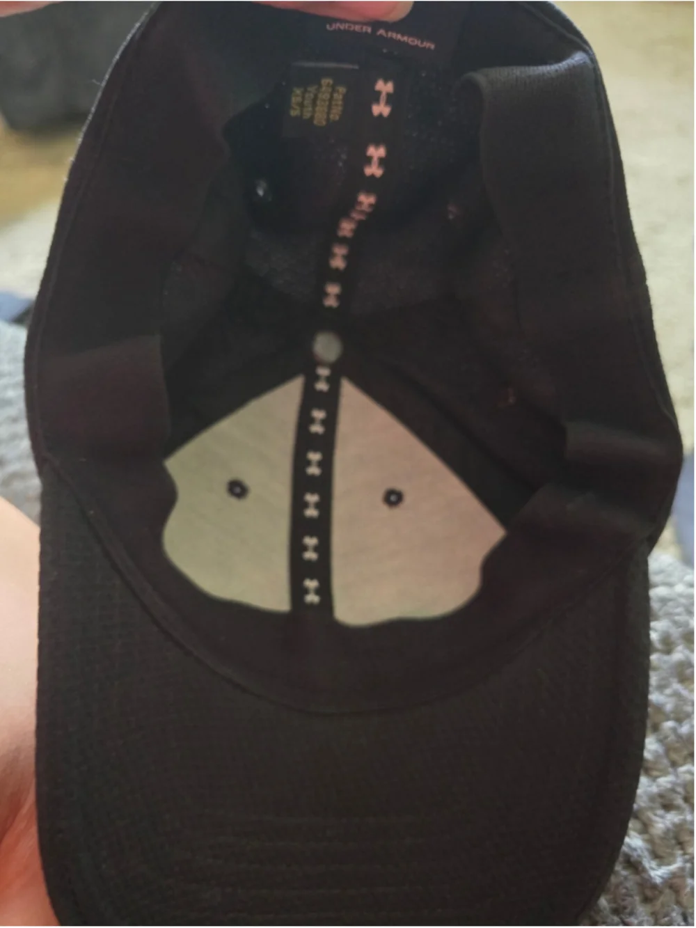 Boys Under Armour Baseball Hat One Size Black Orange Youth Athletic Hat Like New
